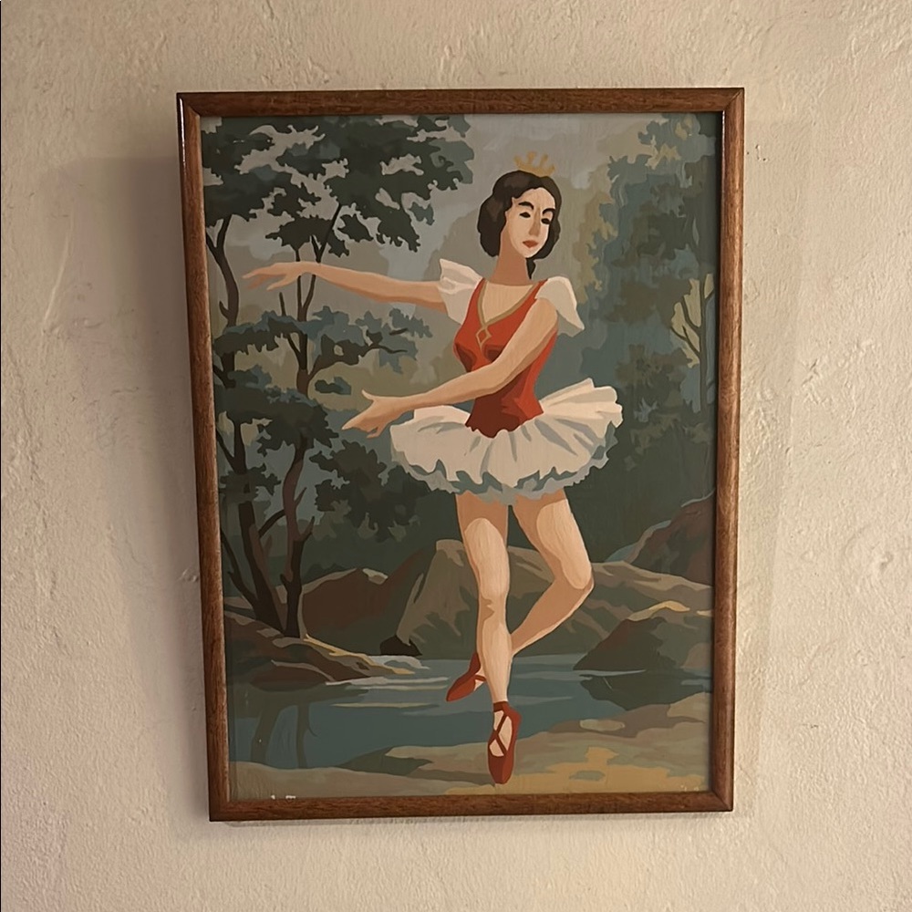 Vintage paint by numbers ballerina painting